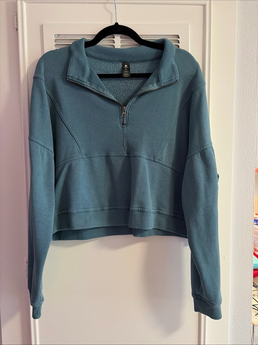 Velocity Women’s XL Quarter Zip Pullover Sweater Sweatshirt Long Sleeve Teal